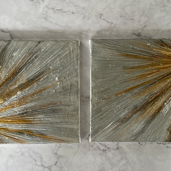 Sparkling Metallic Textured 3D Abstract Art Set of 2 - 8x10 Canvas Modern Décor - Picture 13 of 14